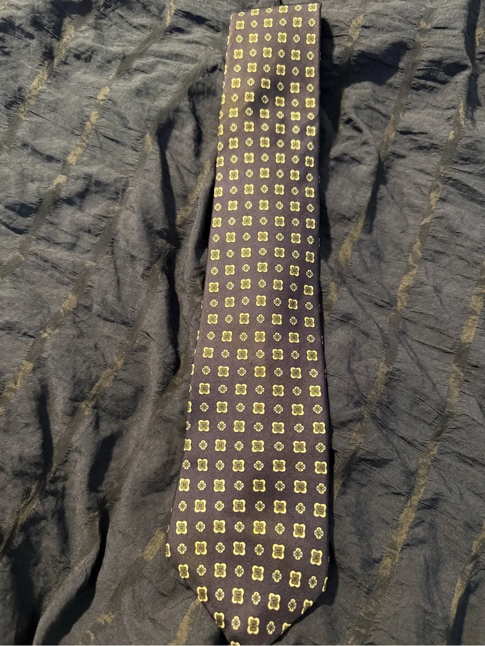 Navy Blue Floral Silk Tie